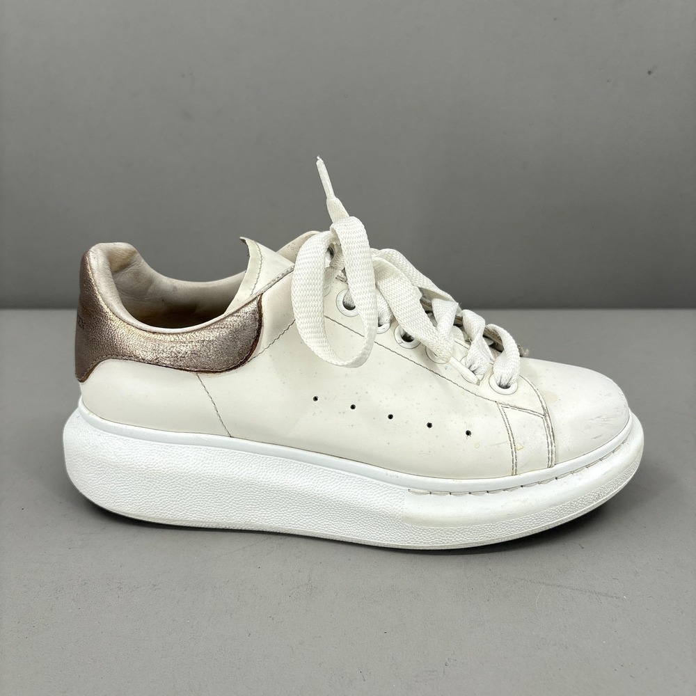 Alexander McQueen Oversized Shoes Womens Size 6 36 White Leather Sneakers 553770